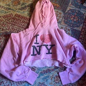 Super cropped baby pink I <3 NY hoodie